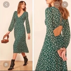 Reformation Emerald Floral Backless Dress
